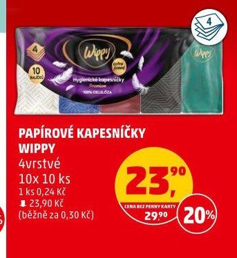 PAPÍROVÉ KAPESNÍČKY WIPPY 4vrstvé 10x 10 ks - Penny Market aktualniletaky.eu