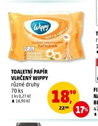 TOALETNÍ PAPÍR VLHČENÝ WIPPY různé druhy 70 ks - Penny Market aktualniletaky.eu