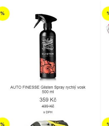 AUTO FINESSE Glisten Spray rychlý vosk 500 ml