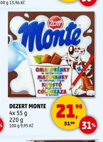 Dezert Monte 4x 55 g 220 g - Penny Market aktualniletaky.eu