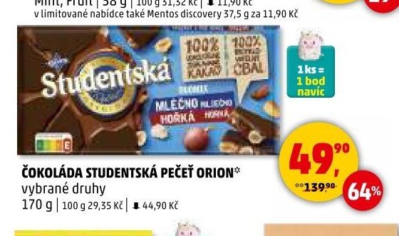 ČOKOLÁDA STUDENTSKÁ PEČEŤ ORION - Penny Market aktualniletaky.eu
