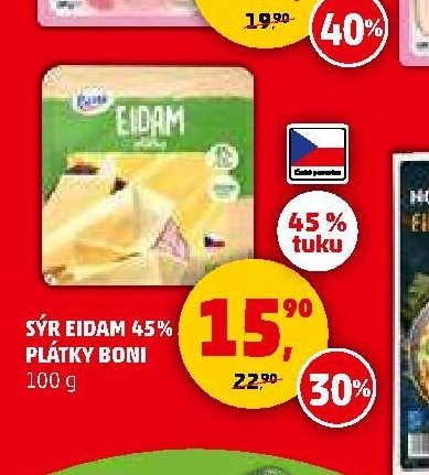 Sýr Eidam 45% plátky Boni - Penny Market aktualniletaky.eu