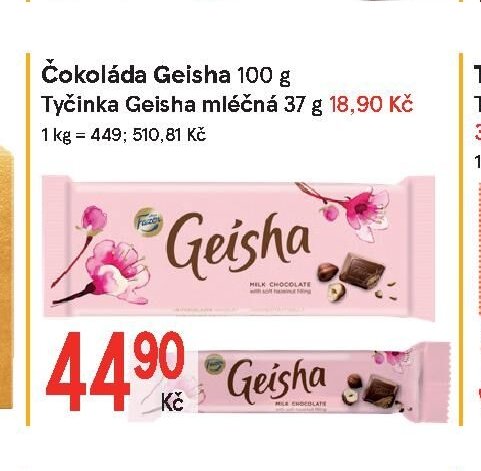 Čokoláda Geisha 100 g, Tyčinka Geisha mléčná 37 g - Žabka aktualniletaky.eu