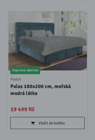 Palas 180x200 cm, mořská modrá látka