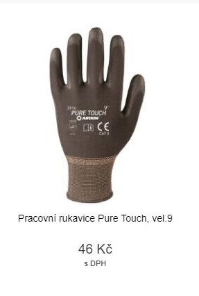 Pracovní rukavice Pure Touch, vel.9
