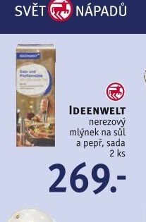 IDEENWELT nerezový mlýnek na sůl a pepř, sada 2 ks
