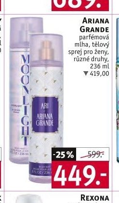 Ariana Grande parfémová mlha, tělový sprej pro ženy, různé druhy, 236 ml