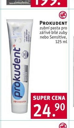 PROKUDENT zubní pasta pro zářivě bílé zuby nebo Sensitive, 125 ml