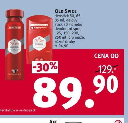 Old Spice deostick 50, 65, 85 ml, gelový stick 70 ml nebo deodorant sprej