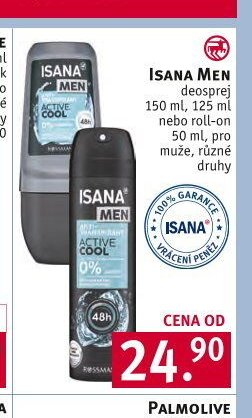 Isana Men deosprej 150 ml, 125 ml nebo roll-on 50 ml