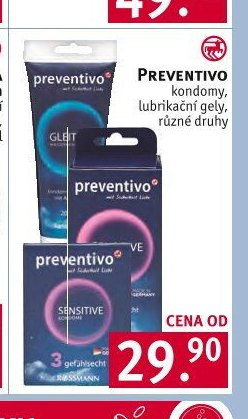 Preventivo kondomy, lubrikační gely