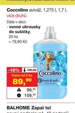 Coccolino aviváž, 1,275 l, 1,7 l