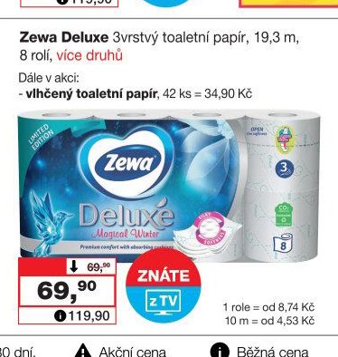 Zewa Deluxe 3vrstvý toaletní papír, 8 rolí