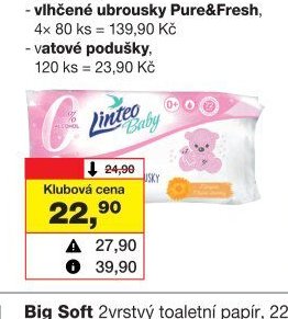 Linteo Baby dětské vlhčené ubrousky, 72 ks