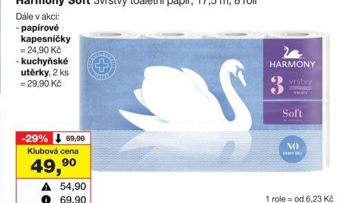 Harmony Soft 3vrstvý toaletní papír, 17,5 m, 8 rolí