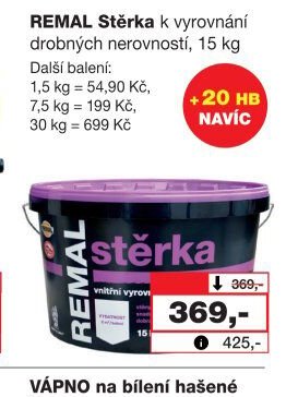 REMAL Stěrka k vyrovnání drobných nerovností, 15 kg