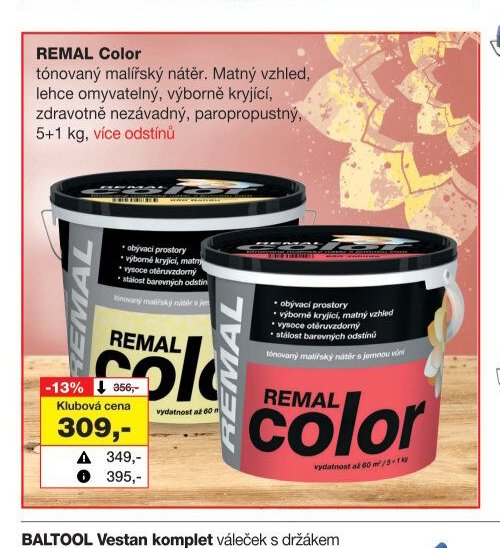 REMAL Color tónovaný malířský nátěr, 5+1 kg