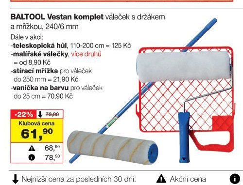 BALTOOL Vestan komplet váleček s držákem, 240/6 mm