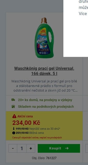 Waschkönig prací gel Universal, 166 dávek, 5 l