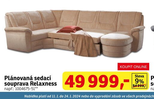Plánovaná sedací souprava Relaxness