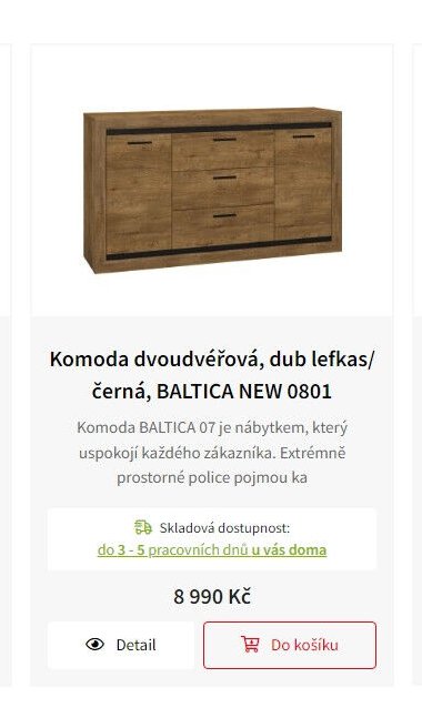 Komoda dvoudveřová, dub lefkas/černá, BALTICA NEW 0801