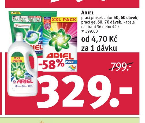 ARIEL prací prášek, gel, kapsle
