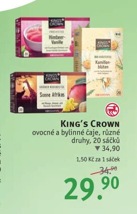 King's Crown ovocné a bylinné čaje