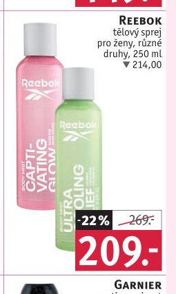 REEBOK tělový sprej pro ženy, různé druhy, 250 ml