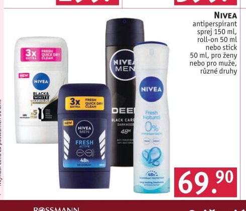 NIVEA antiperspirant sprej 150 ml, roll-on 50 ml nebo stick 50 ml, pro ženy nebo pro muže, různé druhy