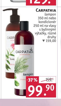 Carpathia šampon 350 ml nebo kondicionér 250 ml na vlasy s bylinnými výtažky, různé druhy