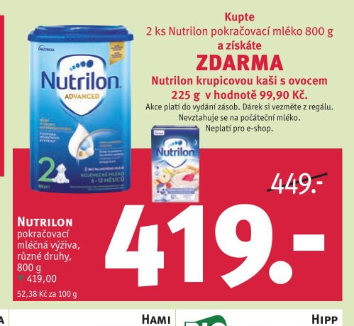 Nutrilon pokračovací mléčná výživa, 800 g