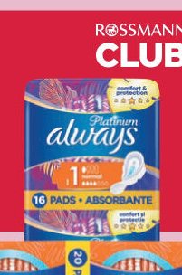 Always Ultra nebo Platinum hygienické vložky duopack, 10, 12, 14, 16, 20 ks