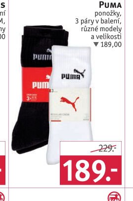 PUMA ponožky, 3 páry v balení, různé modely a velikosti