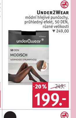 UNDER2WEAR módní hřejivé punčochy, průhledný efekt, 50 DEN, různé velikosti