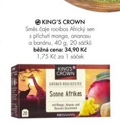 KING'S CROWN Směs čaje rooibos Africký sen s příchutí manga, ananasu a banánu