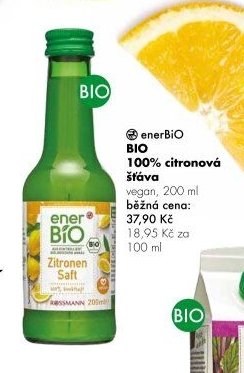 enerBIO BIO 100% citronová šťáva