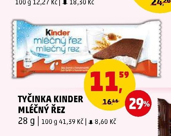 TYČINKA KINDER MLÉČNÝ ŘEZ 28 g - Penny Market aktualniletaky.eu