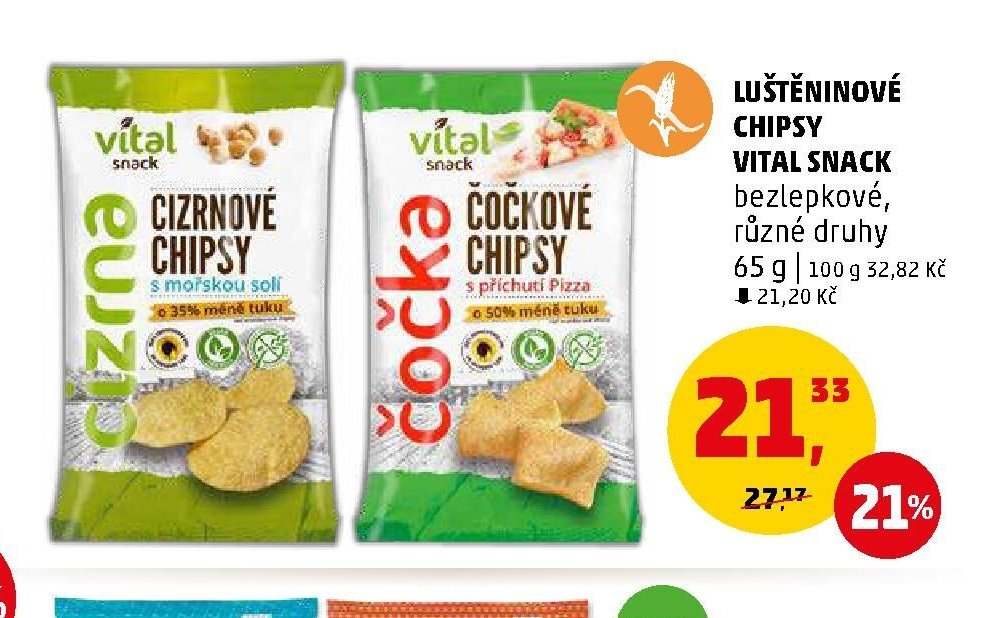 Luštěninové chipsy Vital Snack bezlepkové, různé druhy - Penny Market aktualniletaky.eu