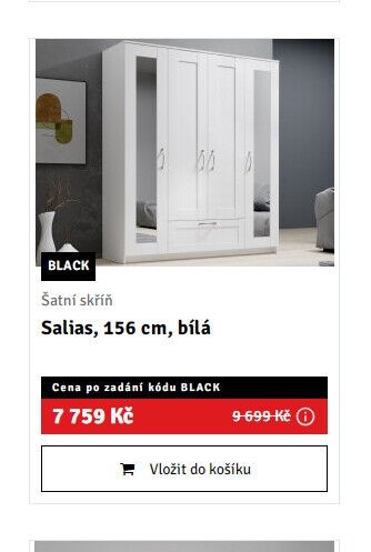 Šatní skříň Salias, 156 cm, bílá