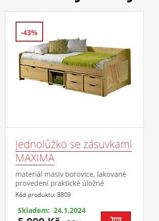 Jednolůžko se zásuvkami MAXIMA