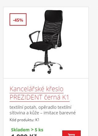 Kancelářské křeslo PREZIDENT černá K1