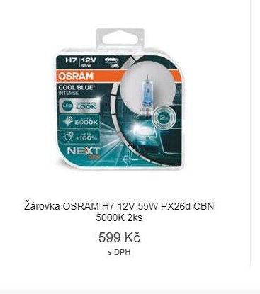 Žárovka OSRAM H7 12V 55W PX26d CBN 5000K 2ks