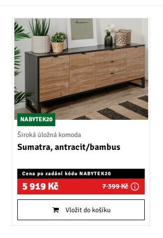 Široká úložná komoda Sumatra, antracit/bambus