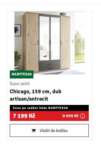 Šatní skříň Chicago, 159 cm, dub artisan/antracit