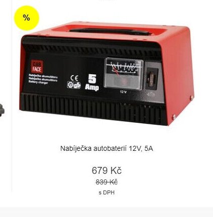 Nabíječka autobaterií 12V, 5A