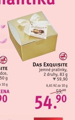 DAS EXQUISITE jemné pralinky, 2 druhy, 83 g