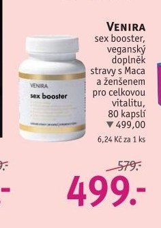 VENIRA sex booster, veganský doplněk stravy s Maca a ženšenem pro celkovou vitalitu, 80 kapslí