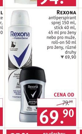 Rexona antiperspirant sprej 150 ml, stick 40 ml, roll-on 50 ml pro ženy nebo pro muže, různé druhy