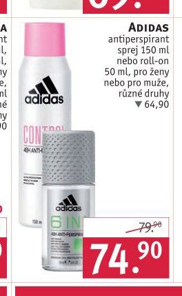Adidas antiperspirant sprej 150 ml nebo roll-on 50 ml, pro ženy nebo pro muže, různé druhy