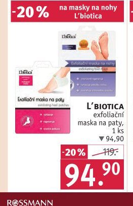L'biotica exfoliační maska na paty, 1 ks